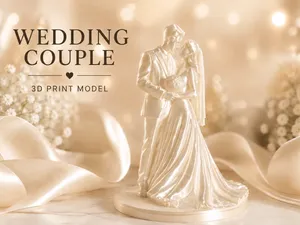 Statua Sposa e Sposo Elegante – Cake Topper in 3D