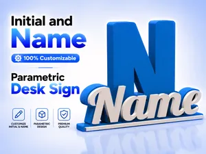 Initial and Name Customizable Parametric Desk Sign