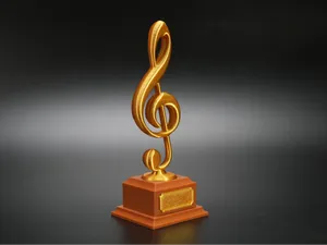 Elegant Music Trophy – Gold Treble Clef