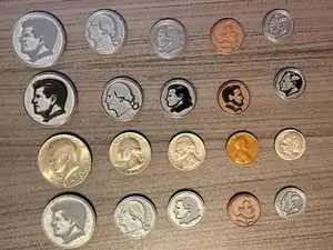 Penny, Nickel, Dime, Quarter, 1/2 Dollar Coins USD