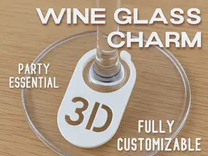 Wine Glass Charm - Glass tag - v3