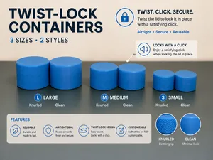 Twist-Lock Containers – 3 Sizes, Knurled & Clean
