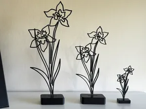 Narcissus Line Art Sculpture Flower Set (3 Sizes)