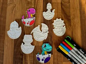 Cute Dino Dinosaur In Eggs Coloring Set Crafty