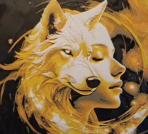 Woman and wolf