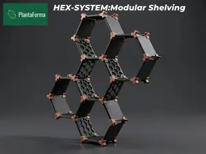 [A1 mini対応] HEX-SYSTEM: モジュラー六角卓上シェルフ