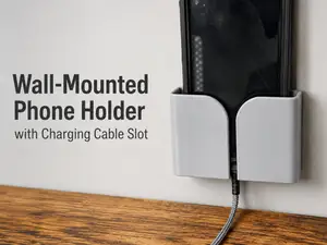 Wall-Mounted Phone Holder with Charging Cable Slot