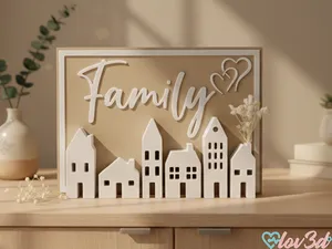 Self-Standing "Family" Village 3D Postcard