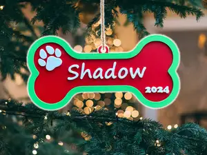 Christmas Ornament: Custom Dog Name Bone Ornament
