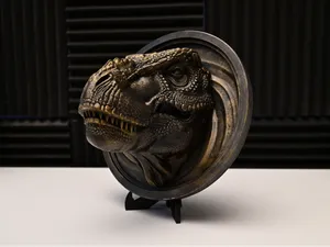 T-Rex Dinosaur Head Wall Relief - Prehistoric Art