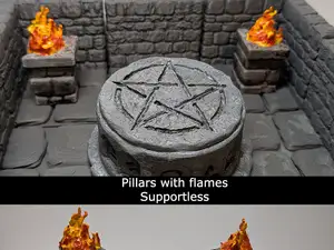 Pillars with flame - scatter terrain (supportless)