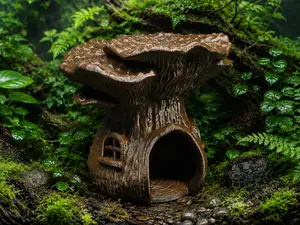 Fantasy Mushroom House Hideout - Terrarium Decor