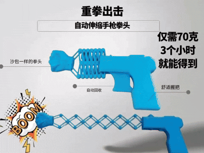摆摊必备重拳出击自动伸缩回弹手枪拳头