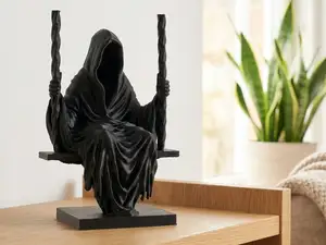 Grim Reaper on Swing Sculpture – Dark Gothic Art