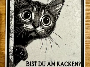 HueForge-Katzenschild „Bist du am Kacken?“