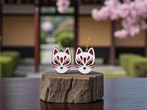 Kitsune mask earrings
