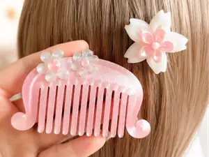 波波头小花发梳 美发梳子