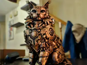 Steampunk Cybernetic Maine Coon Cat