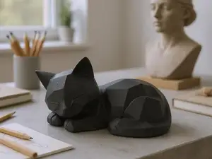 Cute Sleeping Low Poly Kitten (Support free)