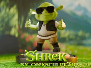 Shrek 3D-Printable Figurine with Thumbs Up