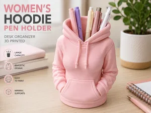 Women's Hoodie Pen Holder | Desk Organizer 3D