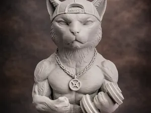Gymbro Cat Bust – Funny Fitness Statue