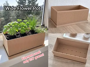 Japandi Wide Flower Pot with Drip Tray