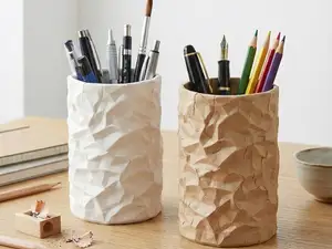 Crumpled Pen Holder - Modern Desk Organizer