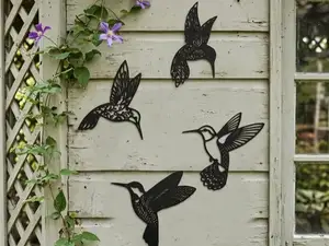 Hummingbird Wall Decor Ornaments - Set of 4