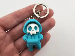 Skull Hoodie Keychain – Blue Urban Skeleton Toy