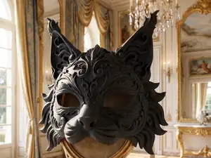 Baroque Maine Coon Cat Masquerade Mask