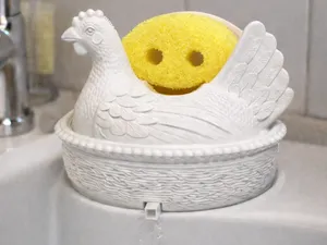 Hen on Nest-Sponge Holder with Water Drain