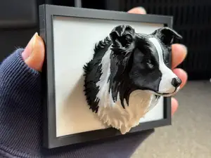 Border Collie 3D Wall Art - Low Relief Portrait
