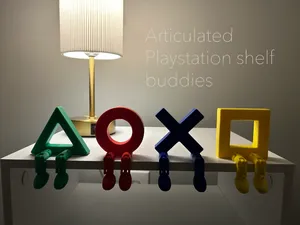 Articulated Playstation shelf buddies