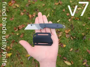 EDC Utility knife, fixed blade with sheath . v7