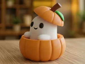 Cute Ghost in Pumpkin – Halloween Edition 3D Model