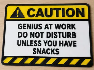 Genius At Work Warning / Caution Sign