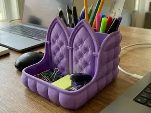 Gothic Tufted Cathedral Desk Organizer & Caddy