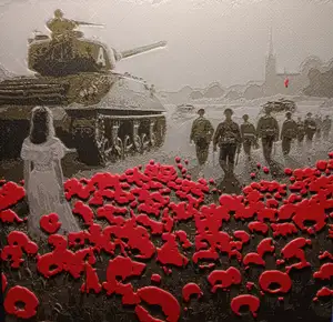 HueForge: WWII Girl and Soldiers in Poppy Field
