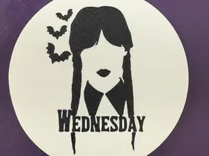 Wednesday Addams Profile with Bats Coaster