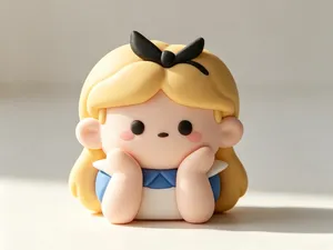 爱丽丝半身像-Q版公主手办摆件-儿童过家家涂色玩具