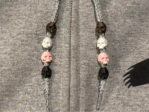 Gothic Jawless Skull Hoodie Drawstring Beads