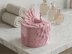 Peacock Trinket Box with Lid
