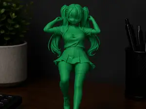 Cute Twin-Tail Girl | Anime Desk Statue