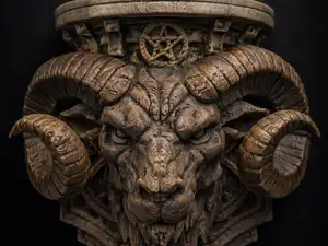 Occult Ram Head Corbel — Arcane Gothic Shelf
