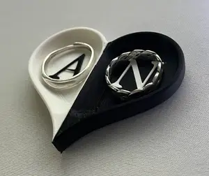 Black and White Couples Ring Holder