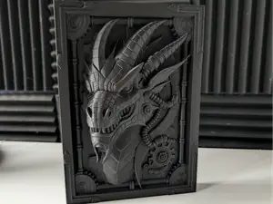 Steampunk Dragon 3D Relief – Mechanical Wall Art
