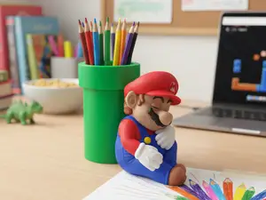 Sleeping Mario & Warp Pipe Pen Holder