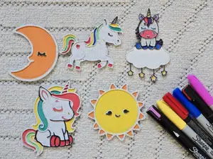 Sun Moon Cloud Unicorn Rainbow Horse Coloring Set