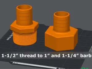 1-1/2" NPT Pipe Thread to 1-1/4" Barb Hose Adapter